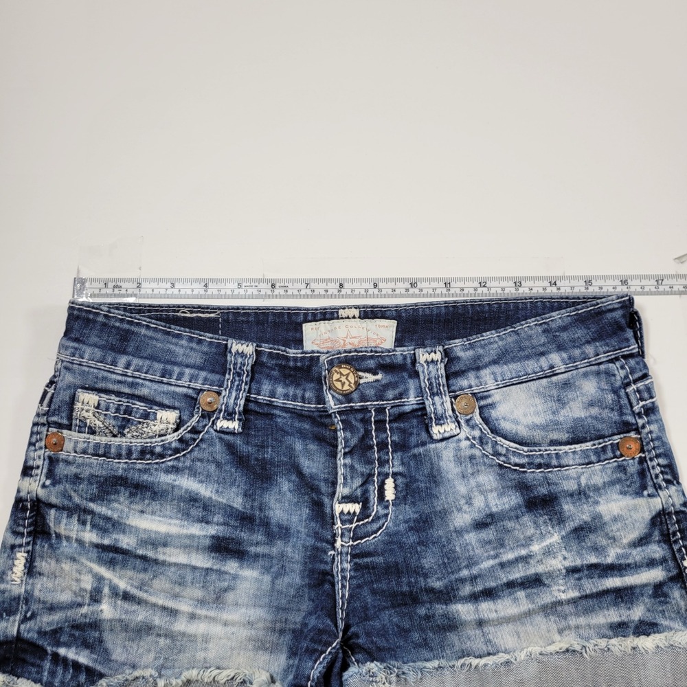 Big Star Liv Jean Shorts Women 28 Blue Excellent Acid Wash Distressed Frayed Hem - Picture 3 of 8